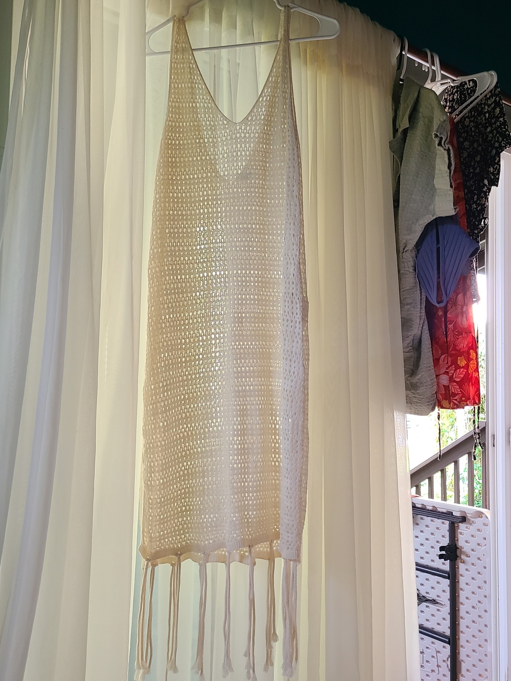 Lightweight Crochet Swim Coverup Dress in Cream
